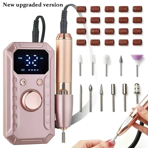 Electric Nail File Kit Rechargeable USB, 32 Adjustable Settings, Professional Manicure Tool Set, Includes Nail Files and Pusher, Nail Care Tools, Perfect Gift