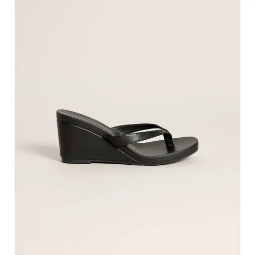 Elevated Look Faux Leather Wedge Sandals