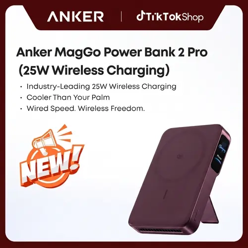 Anker MagGo Power Bank 2 Pro, 10000mAh Rechargeable Battery Power Bank, Qi2.2 25W Magnetic Wireless Mobile USB-C Charger, with Smart Display, Stay-Cool Design for iOS Devices (iPhone 18/17/16/15 Pro), Business Travel Essential