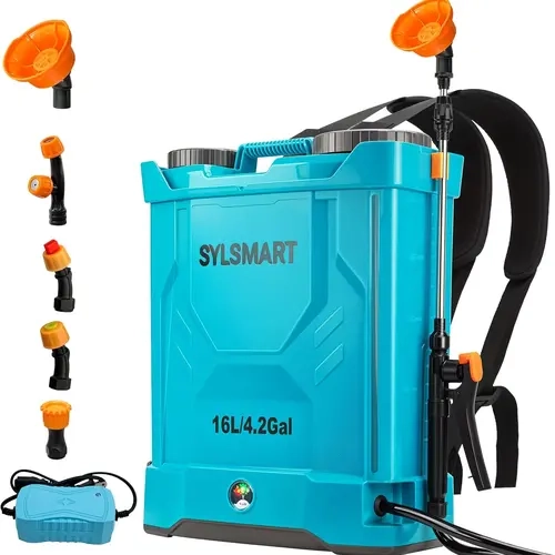 【Toolupgrade】4.2 Gal Battery-Powered Backpack Sprayer, Electric Weed Control Tool with Adjustable Pressure (0-120 PSI), Voltage Display, Included Battery & Charger for Lawn & Garden