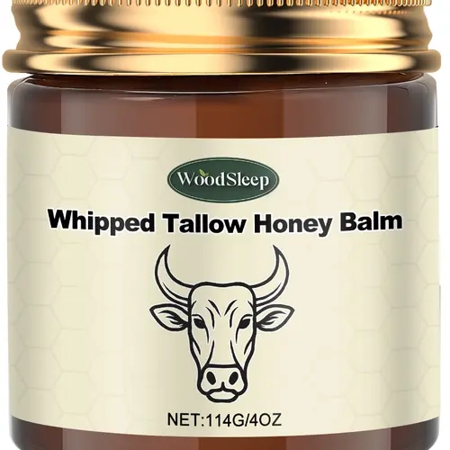 Grassfed Beef Tallow Honey-Rich Body Balm - 4 Oz Handmade All Natural Alcohol-Free, Daily Use Moisturizer for Smooth Skin, Beef Tallow for Skin Soft Moist Balm
