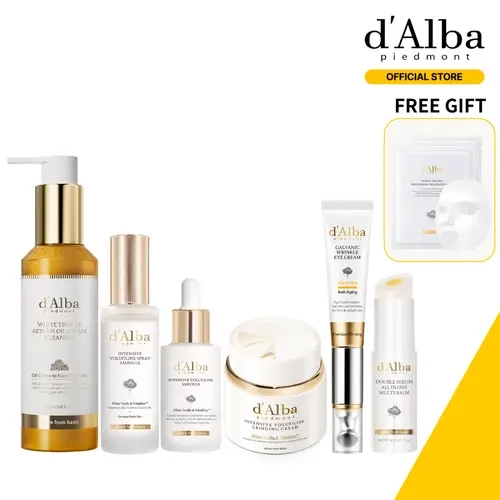 [OFFICIAL d'Alba] [Live Exclusive] Volufiline Lift & Eye Full Routine Set｜6 Firming Essentials in One Set｜For Wrinkles, Elasticity & Dark Circles｜Ampoule, Cream, Eye Cream, Multi-Balm