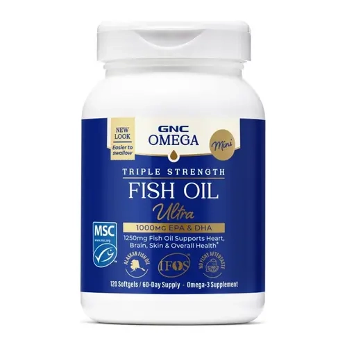 GNC Triple Strength Fish Oil MINI Vitamin Supplement, Dietary Edible Health Support for Fitness Enthusiasts