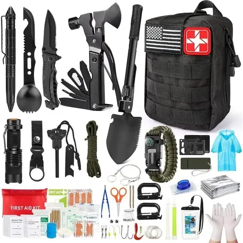 250 PCS High Capacity Emergency First Aid Bagged Set with MOLLE-Compatible Bag, Home Improvement & Security Safety Gear for Camping, Hunting, Mens Gifts, High Capacity Emergency Kits