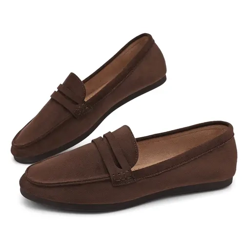 UBFEN Women's Slip On Shoes Classic Penny Loafers, Faux Suede Flats with Lightweight Flexible Non-Slip Sole for Work and Casual Outfits