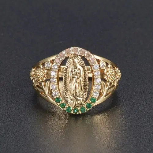 Virgin Mary Openwork Diamond-Set Ring – Niche Design, Affordable Luxury Jewelry – Best-Seller