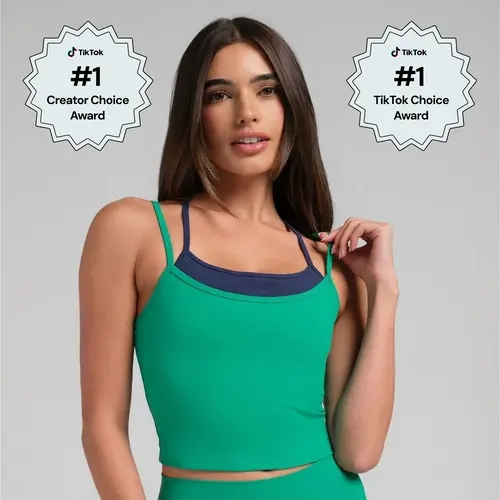 ComfrtCore 2.0 Double Layer Crop Tank  | Fitted Crop With Built-In Shelf Bra