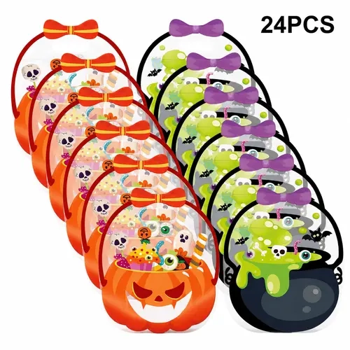 24PCS Halloween Party Supplies, Pumpkin & Witch Cauldron Bow Tie Headbands for Kids, Orange & Black Halloween Headbands, Cute Party Favors for Trick or Treat, Costume Party, Classroom & Halloween Decorations, Halloween Goodie Bags, Christmas Candy Bags