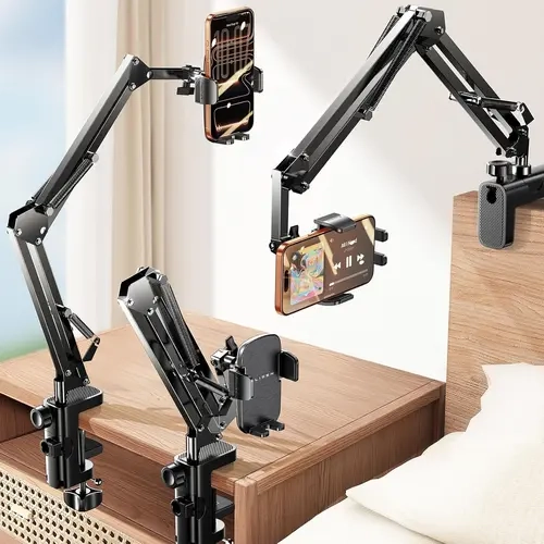 LISEN Gooseneck Phone Holder for Bed Desk [3rd Upgrade] Cell Phone Stand for Desk Bed Gaming Accessories,Gifts for Men Mom Senior Tech Mount for Recording Filming Laying Down Flexible Magic Arm Clamp toolupgrade techvibes