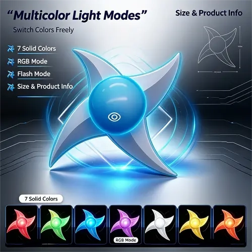 RGB Light-Up Anime Rasengan-Style Star Fidget Hand Spinner, Cosplay Prop for Kids, Party Decoration Gift