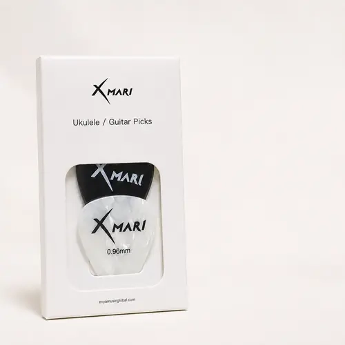 XMARI Ukulele & Guitar Plastic Pick Set - 2 Picks, Black & Pearl White, Dual Thickness 0.96mm & 1.2mm, Sleek Music Accessory, Back-to-School Music Gear