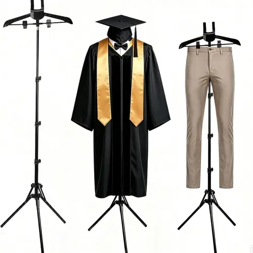 Adjustable Shirt Display Stand 34-66.8 Inch,Cap and Gown Display Stand,Multi-use Clothing Display,Foldable Steel Frame,360°Rotatable Hanger,Space-Saving,Ideal Steamer Rack Stand for Retail Vendors