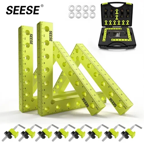 SEESE Corner Clamps for Woodworking, 90 Degree Right Angle Clamps, 4-Pack Aluminum Alloy Positioning Squares with Storage Box for Picture Frames, Cabinets, Drawers & DIY Projects, Halloween gifts