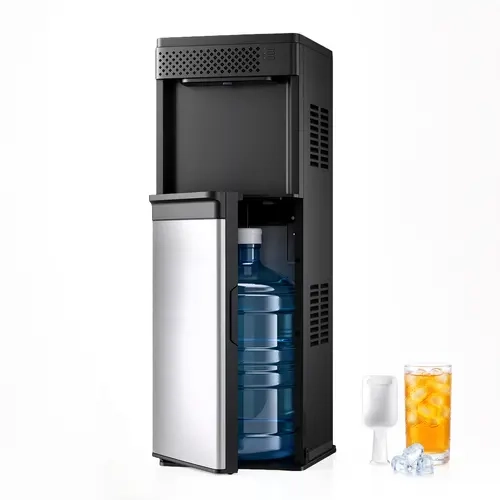 COWSAR 4-in-1 Bottom-Loading Water Cooler & Dispenser (Kitchen Appliances) with Ice Maker, Hot & Cold Water, 3/5 Gal Fit, 33 lbs/Day Bullet Ice, Child Lock, LED Panel for Home Office