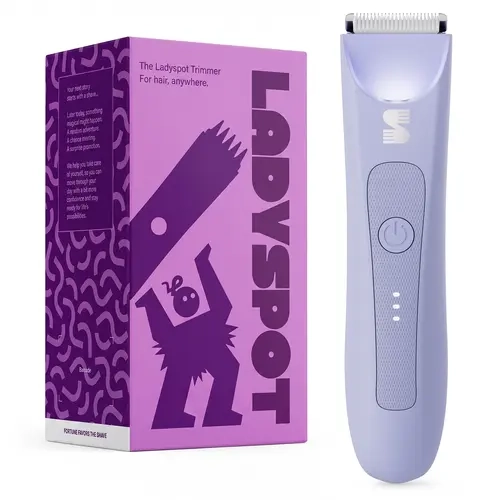 LADYSPOT Women's Rechargeable Electric Bikini Trimmer - IPX7 Waterproof, Wet/Dry Use, LED Light, Ceramic Rounded Blade, 3 Combs, Detachable Head, Low Noise for Legs, Underarms