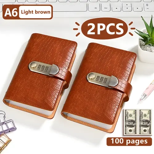 A6 Lockable Savings Notebook, 100 Page Lockable Money Savings Notebook,suitable for storing money and important