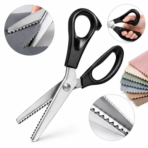 Wavy-Toothed Shears Scissors with Stainless Steel Blades - Fabric Cutting Tool for Sewing, Quilting, DIY Crafts Accessories & Supplies