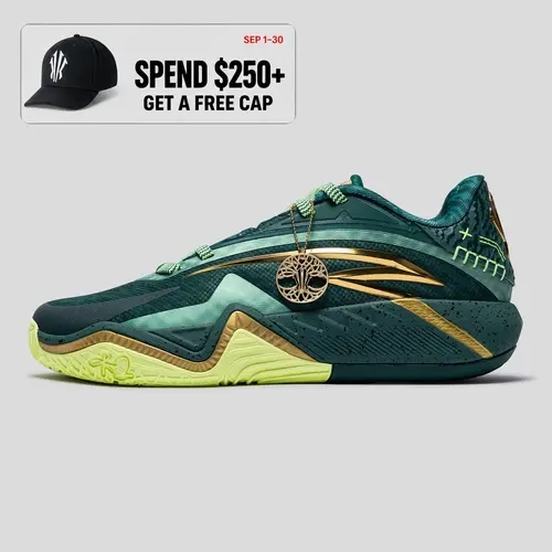 ANTA UNISEX KAI 3 "Alchemist” Basketball Shoes Green Gold Low-Top Performance Indoor Outdoor Court Team Practice Hoop Shoes Kyrie Irving