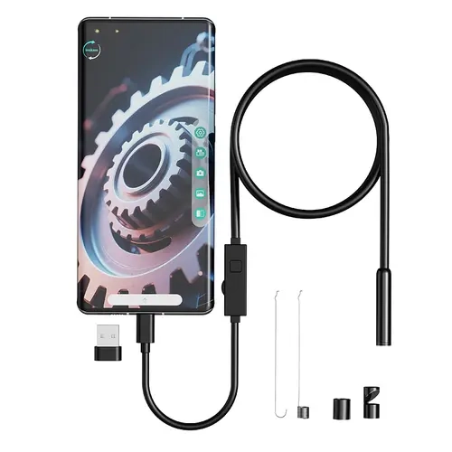 【FOR ANDROID TYPE-C ONLY - NOT for iPhone】Endoscope Camera, 3.3FT 1920P HD borescope with 8 adjustable LED lights, IP67 waterproof semi-rigid inspection camera for pipes & auto repair, single lens