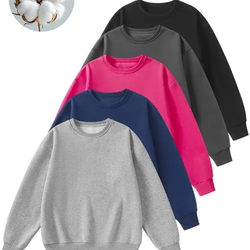 Unisex Solid Color Crewneck Sweatshirt, Loose Fit Basic Long Sleeve Pullover, Casual Plain Sweatshirt for Daily Wear