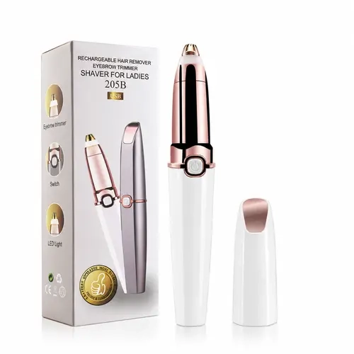 UrbanFit Portable Dual-Function Facial Trimmer, 2-in-1 Facial Hair Removal for Women, Face Shaver for Women with Electric Eyebrow Trimmer, Precision Eyebrow Shaver & Round Hair Remover Head, Hair Removal Device for Upper Lip, Chin, Cheeks & Peach Fuzz