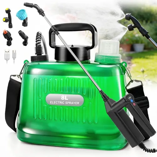 SideKing 2 Gallon Battery Powered Sprayer, Electric Garden Sprayer with 3 Adjustable Pressures & Telescopic Wand, Rechargeable Weed Sprayer for Lawn, Yard & Pest Control, 4 Nozzles Included