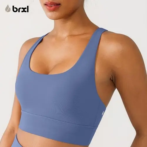 BRXL 【Discount for live】Women's Padded Cross-Over Shoulder Strap Sports Bra - High Stretch Nylon Spandex Activewear with Removable Cups for Fitness Workouts, Hand Washable Camisole Yoga Top