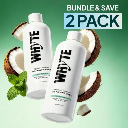 2 Pack Whyte Oil Pulling Rinse - Spearmint, Promotes Fresh Breath & Detoxes Mouth Naturally. Organic & Cold Pressed - Spearmint