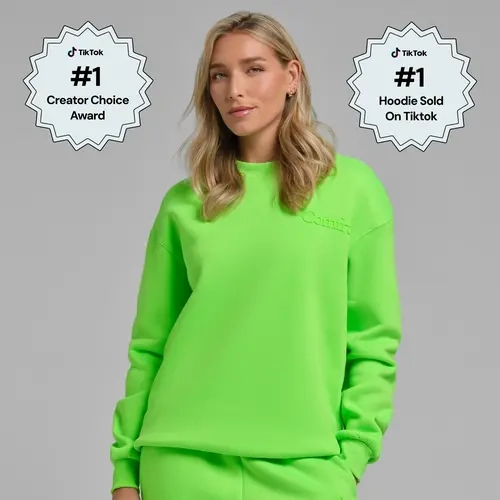 Comfrt | Neon Minimalist Crew | Midweight Fleece Oversized Crewneck In Vibrant Neon Shades