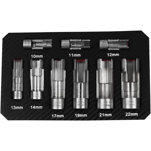GJANSH 3/8" 1/2" Injector Fuel Line Socket Wrench Set 10-22mm for Thermo Switches, Fastener on Bent Pipes, EGT Sensor