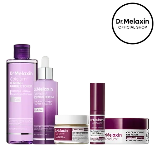 [Dr.Melaxin Official] Calcium Skin Longevity Routine Set, 5-Piece | Barrier Toner, Bonding Serum, Volume Cream, Multi Balm & Eye Patch | REBORNIC Calcium & Collagen | Firming, Plumping & Barrier Care | Korean Skincare Skin Repair