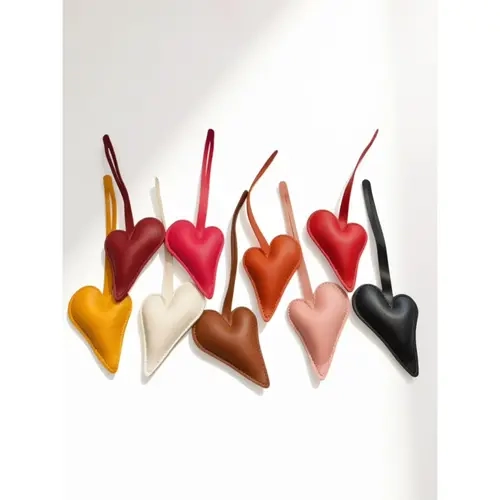 Heart Faux Leather Charm Random