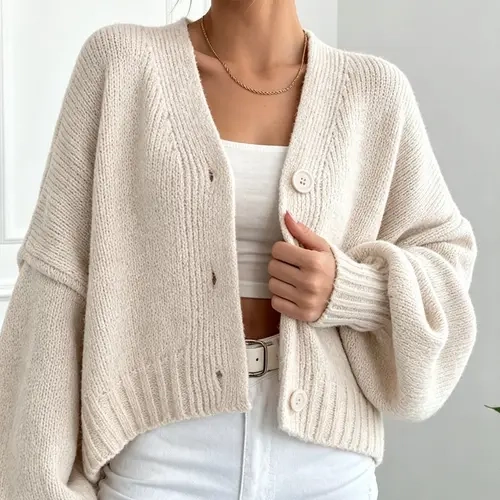 Women Oversized Knit Cardigan Soft Button Front Casual Fall Winter Sweater Knitwear