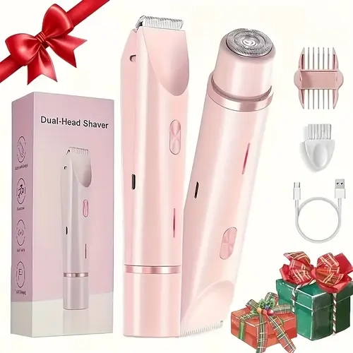 Women's Cordless Electric Hair Remover - 2-in-1 Facial & Body Trimmer with Comb, Ceramic Blades, IPX7 Waterproof, Titanium Build, Removable Parts, Daily Self-Care Gift