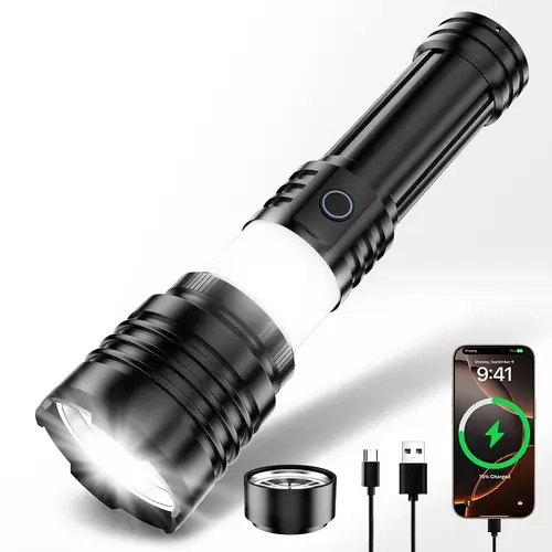 Flashlight with Ignition Lens,2200lm Rechargeable Flashlights High Lumens Super Bright Waterproof Powerful LED Tactical Flash Light for Camping Essentials Outdoor TikTokShopFallDealsForYou