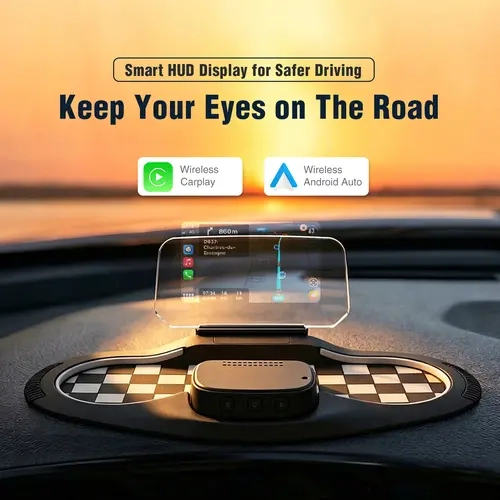 Universal Wireless HUD for Cars, Freeform Optical Head Up Display with Navigation, Auto Brightness, Fits Most Vehicles