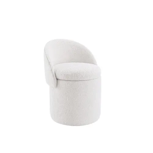 Makeup stool with Storage, Upholstered Vanity Stool with Foldable Backrest Modern Cylindrical Footrest Stool for Living Room Bedroom,Makeup Room, Dressing