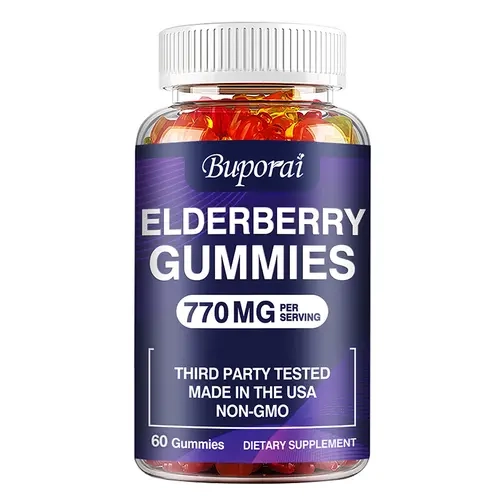 Buporai Elderberry Gummies (60 gummies per bottle) are enriched with premium ingredients—including Vitamin C, Echinacea, and Propolis—to replenish essential nutrients and support immune health.