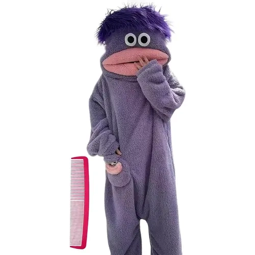 Purple Msrlassn Cute Pajamas Wearable Blanket Hoodie for Women Men,  Oversize Soft Warm Cozy Pullover Home Loungewear Funny Pajamas Onesie, Perfect for Home Party Costume Halloween, One Size for Women Men