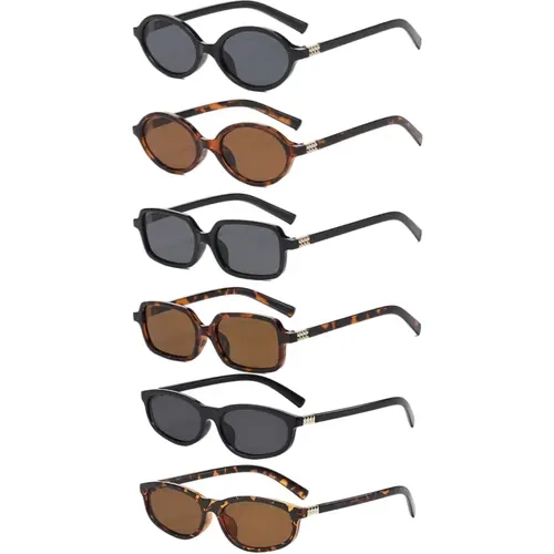 〖Summer Vibes〗2/4/6 PCS Retro Oval & Rectangle Sunglasses for Women Men, 90s Y2K Trendy Vintage Small Square Oval Sun Glasses, Designer‑Look UV400 Protection Sunnies, Perfect for Daily Wear, Driving, Travel, Beach & All Outfits