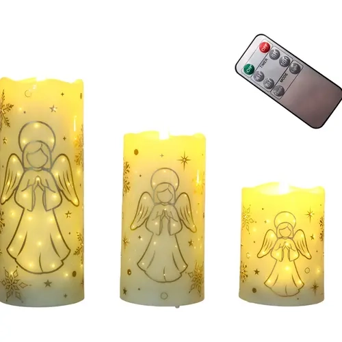 Temp-tations Set of 3 Fiber Optic Candles with Remote