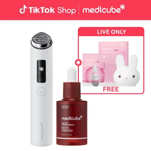 [LIVE Exclusive] [medicube] White Bunny Pilates for Your Face SETㅣWhite Booster Pro X2 + SerumㅣIntensive Delivery for Long-lasting Hydration, Skin Definition & Glow Boosting Facial Dual Mode DeviceㅣNAD+ Kojic Acid PDRN SerumㅣKorean Skincare