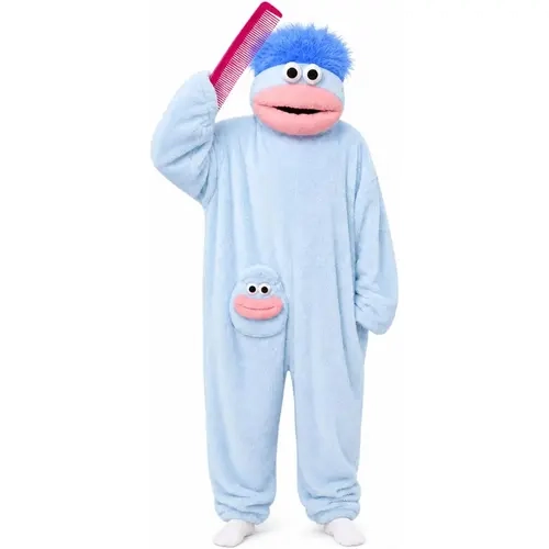 Blue Cute Pajamas Wearable Blanket Hoodie for Women Men,  Oversize Soft Warm Cozy Pullover Home Loungewear Funny Pajamas Onesie, Perfect for Home Party Costume Halloween, One Size for Women Men