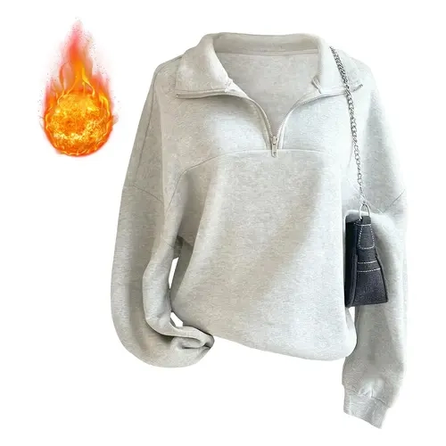 JOGWAVE Women's Long Sleeve Polyester Sweatshirt - Minimalist Basic Solid Color, Loose Versatile Casual Tops for Women, Comfortable Affordable for Autumn-Winter Everyday Commuting