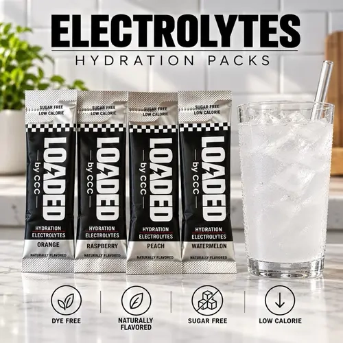 Loaded Hydration Electrolytes - Sugar Free- Dye Free- on the go hydration packs- zero caffeine- no salty taste -beverage