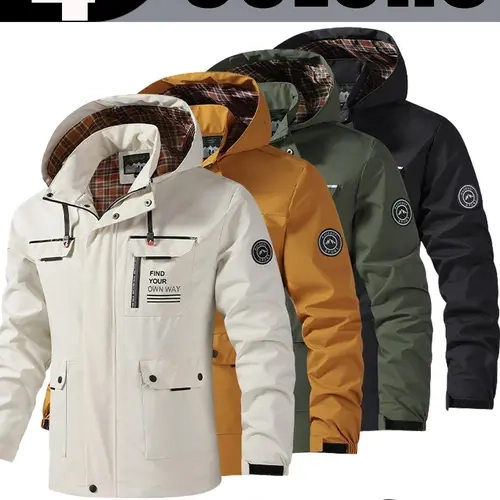 2026 Autumn New Men's Stylish Fabric Jacket - Thick, Lightweight Fashion Casual Top with Detachable Hood, Jackets