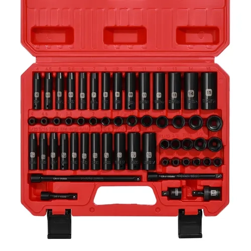 CASOMAN 55PCS 1/4 Inch Drive Master Impact Socket Tool Kit Set, CR-V Steel 6-Point Metric/SAE (4mm-15mm/5/32-9/16 Inches) Deep/Shallow, Laser Etch Dual Markings, Wrench Extension & Socket Sets with Extensions+Joints Adapters for Mechanics