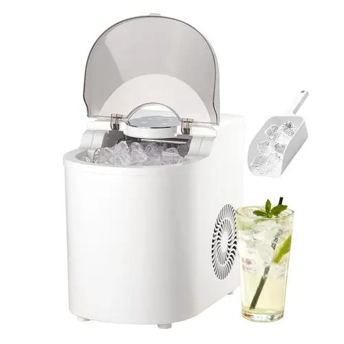 VEVOR Compact Countertop Ice Maker, Fast Freeze 7 Cubes in 6 Mins, 26lbs/day, Self-Cleansing Portable Unit with Ice Scoop