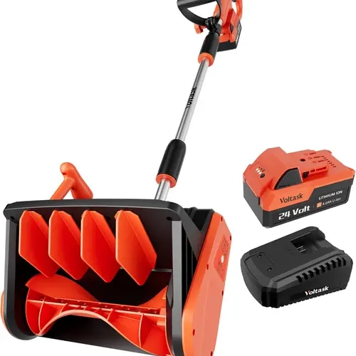 Cordless Snow Shovel, 24V/48V, 13 in/16 in, 4-Ah Battery, Direction Plate, Adjustable Front Handle, Quick Charger Included