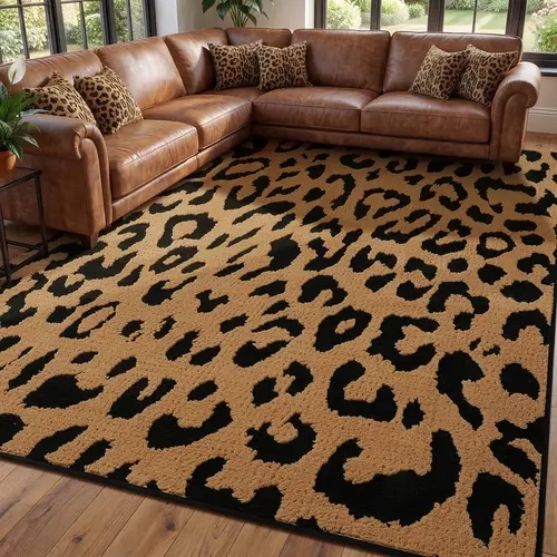 YIHOUSE Animal Design Area Rug - Soft Non-Slip Plush High-Low Texture, Machine Washable Chic Zebra Stripes, Anti-Slip Support, Rugs for Bedroom, Living Room, Chic Home Decor